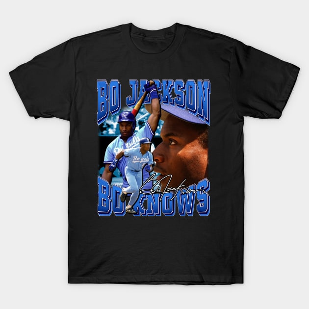 Bo Jackson Bo Knows Signature Vintage Legend Baseball Football Bootleg Rap Graphic Style T-Shirt by Koch Sean